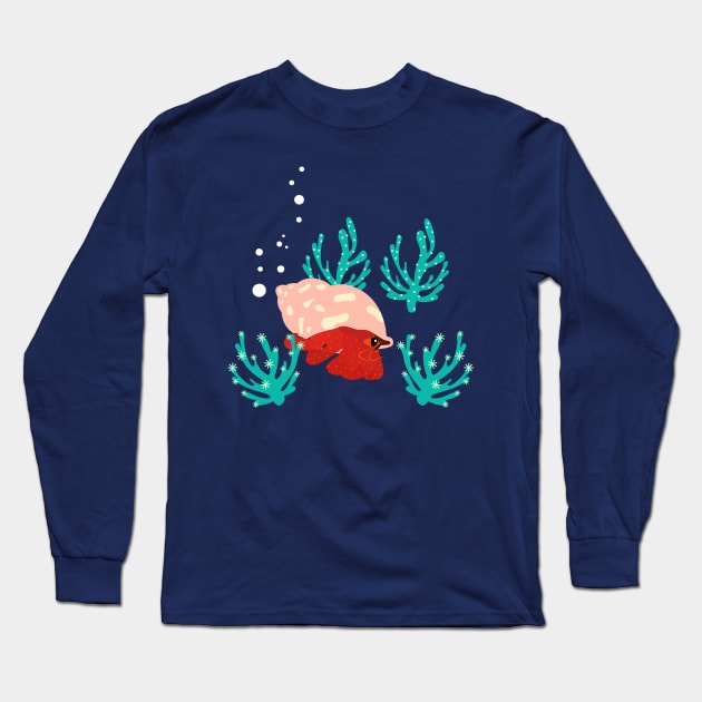 Happy Hermit Crab Long Sleeve T-Shirt by LulululuPainting